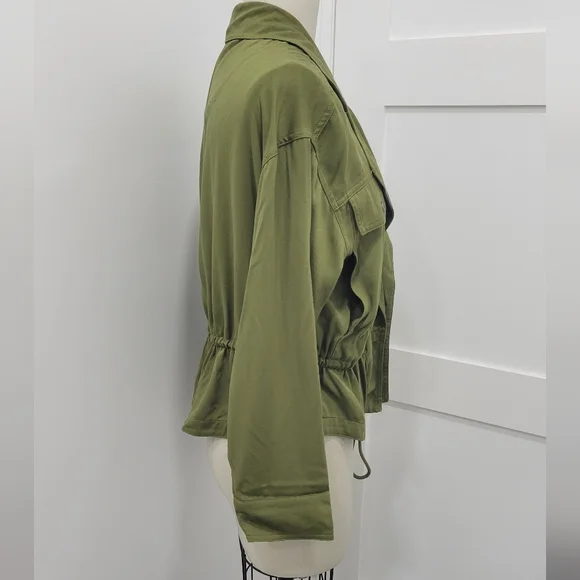 Frye & Co Green Lightweight Open Front Utility Style Jacket - Picture 3 of 14